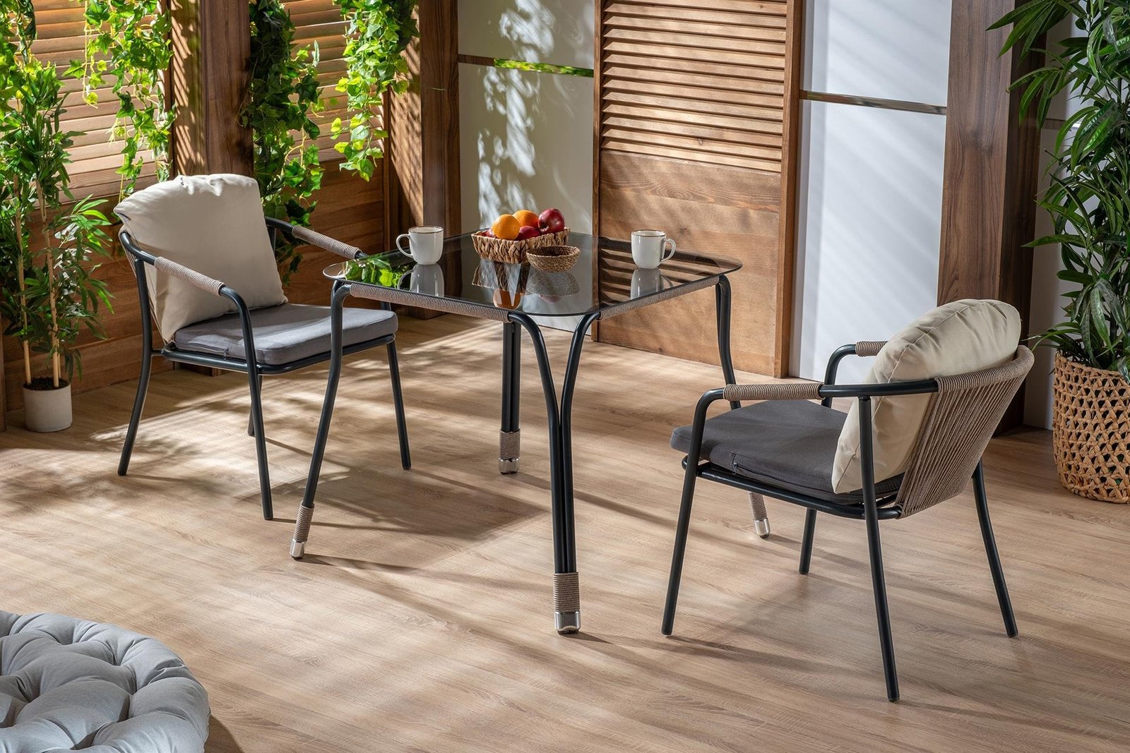 sinea masa takimi siyah antrasit krem f 5467